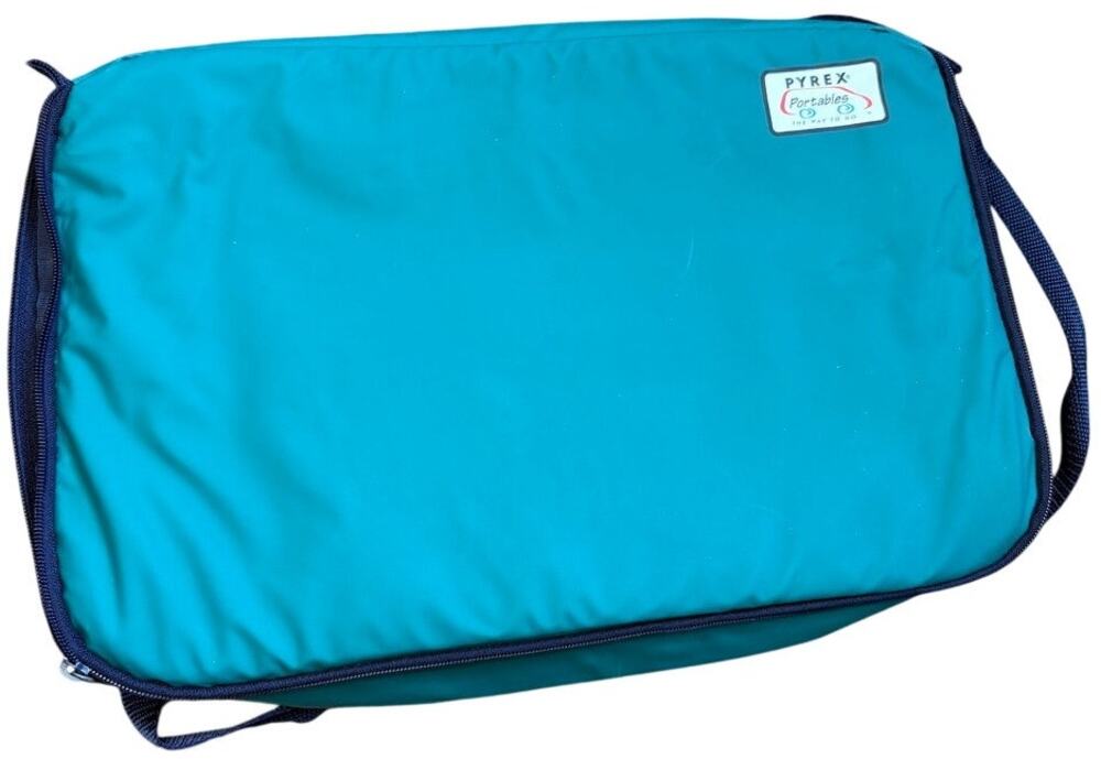 Vintage Pyrex Insulated Casserole Carrier Warming Tote Bag Blue Retro